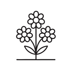 Easter Floral Bouquet Icon or flower Illustration&ndash; Hand Drawn Spring Flowers, Black and White Line Art, Perfect for Holiday Decoration and Greeting Cards