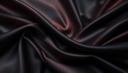 Fototapeta premium Dark Satin Elegance – Black and Red Fabric Folds