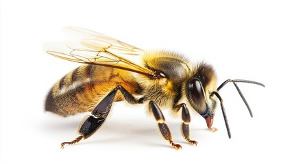 Honeybee profile against white background