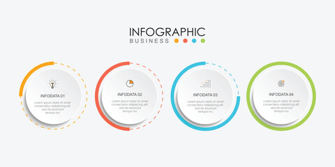 Infographic design presentation business infographic template with 4 options can be used for workflow diagram, info chart, web design. vector illustration.