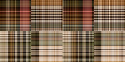 Warm fall gingham tartan check seamless border pattern. Woven classic variegated ombre check ribbon trim. Repeatable banner for washing tape and for fashion edging design