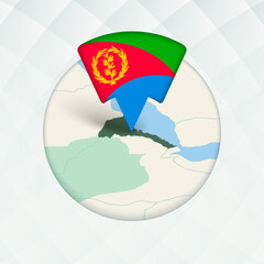 Naklejka premium Eritrea Map Highlighted with Flag Marker.