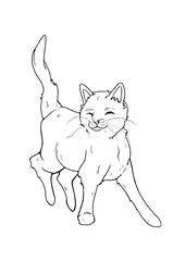 Cat kids coloring page, black outlines illustration, hand drawn kitty