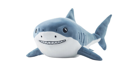 Fototapeta premium A beautiful plush baby shark, made from very fine and soft materials, a very sweet and lovely toy shark for kids, transparent.