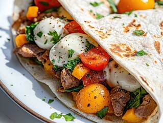 Colorful breakfast wraps for beginners in a casual kitchen bright sunlight realistic food photography