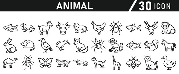 Animal Icons Set. Icon In line style. Vector illustration collection