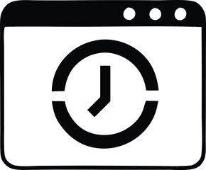 Simple Vector Icon of a Web Browser with a Clock