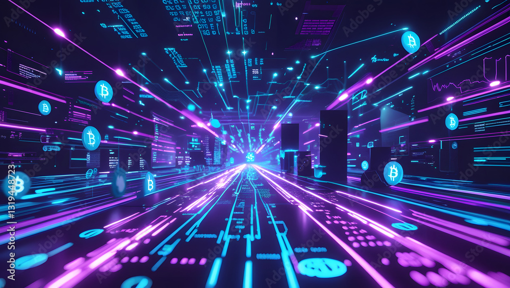 Poster digital realm: a dynamic visualization of digital technology, the image showcases interconnected net