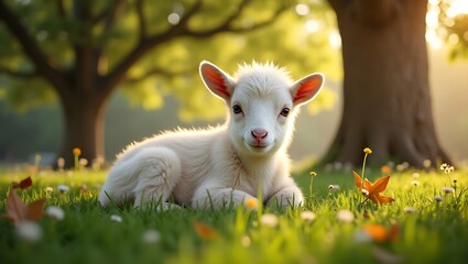 Obraz premium baby goat in the meadow