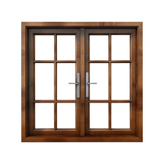 Obraz premium wooden window isolated on transparent background, clipping path, PNG