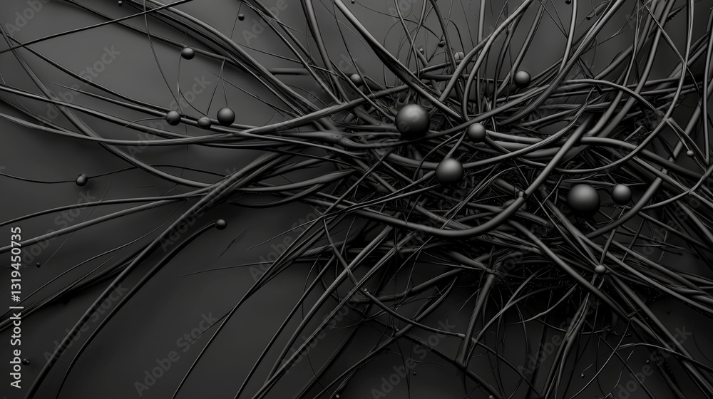 Poster Minimalist black and white abstract pattern of intertwining lines digital art modern aesthetic studio setting