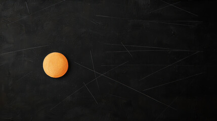 vibrant orange circle on textured black background creates striking visual contrast, evoking sense of simplicity and elegance