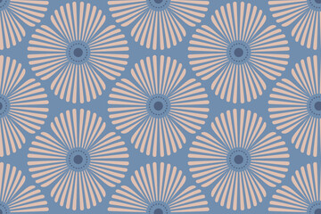 Vector Retro seamless abstract geometric floral pattern. Vintage geometric pattern of abstract flowers in 60s style.