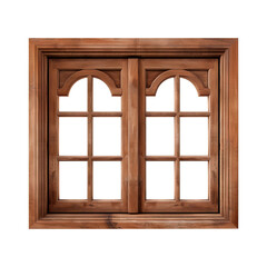 Obraz premium wooden window isolated on transparent background, clipping path, PNG