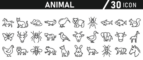 Animal Icons Set. Icon In line style. Vector illustration collection