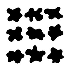 Black silhouette of organic forms of liquid spots, hand-painted, isolated on a white background. Graphic vector illustration of decorative elements for decoration, design with text, labels, flat desig