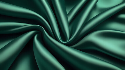 Obraz premium Emerald Silk: A luxurious roll of smooth emerald silk with elegant folds and soft shadows, exuding opulence and refined texture.