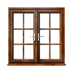 Obraz premium wooden window isolated on transparent background, clipping path, PNG