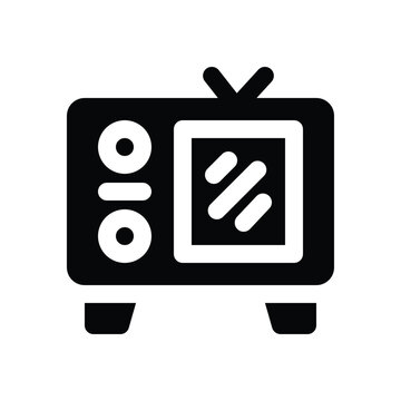 television glyph icon. Strong and solid vector icon for websites, mobile interfaces, presentations, and visual branding. High quality and easy to edit.