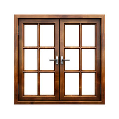 Obraz premium wooden window isolated on transparent background, clipping path, PNG