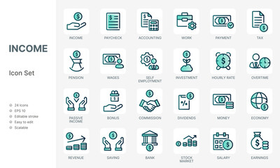 Income modern concept icons set
