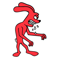 Fototapeta premium Bunny Monster Evil Voracious Halloween Drool Spit Design Lover Art Vector Illustration Card T-Shirt Poster Sticker Graphic Print Decorative Drawing Isolated Logo Decoration Symbol Creative Cool Style 