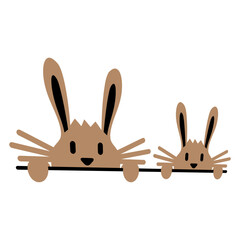 Obraz premium 4 Rabbits Family Children Parents Four Siblings Design Lover Art Vector Illustration Card T-Shirt Poster Sticker Graphic Print Decorative Drawing Isolated Logo Decoration Symbol Creative Cool Style 