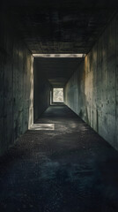 Obraz premium Dimly Lit Tunnel with Textured Walls and Intricate Light Patterns Creating an Eerie and Captivating Atmosphere