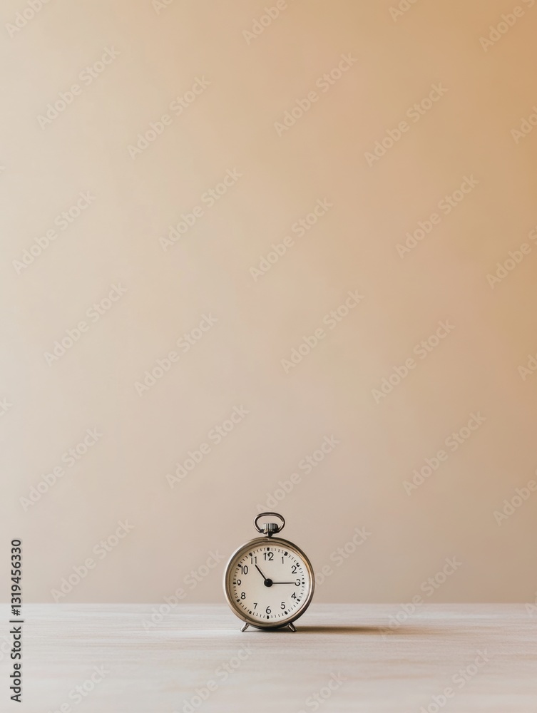 Poster minimalist stopwatch centered on a clean table showcasing simplicity and elegance for fitness or tim