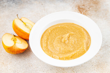 Apple puree natural ingredients tasty fresh delicious gourmet food background table rustic food top view copy space keto and paleo diet vegetarian and vegan food