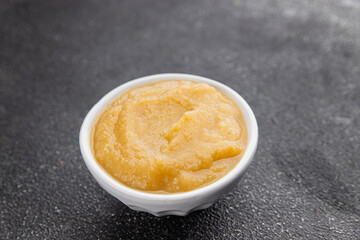 Apple puree natural ingredients tasty fresh delicious gourmet food background table rustic food top view copy space keto and paleo diet vegetarian and vegan food