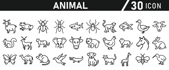 Animal Icons Set. Icon In line style. Vector illustration collection