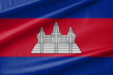 Cambodia National Flag Waving in the Wind