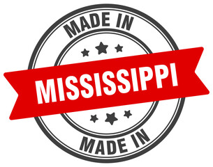 Made in Mississippi round sign. Made in Mississippi stamp.