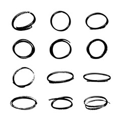 Hand Drawn Marker Circle Doodles Vector Illustration
