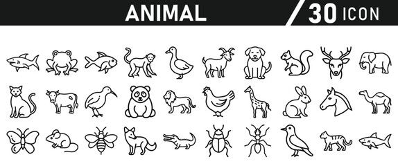 Animal Icons Set. Icon In line style. Vector illustration collection