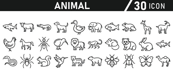 Animal Icons Set. Icon In line style. Vector illustration collection