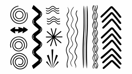 Abstract Lines Collection: A collection of black abstract lines, geometric shapes, and patterns, perfect for use as design elements, backgrounds, or decorative accents.