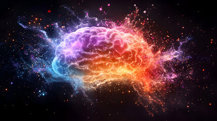 Fototapeta premium Abstract brain bursting with vibrant energy