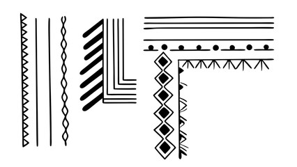 Geometric Line Art: An array of minimalist black and white line art elements in a clean, modern aesthetic, perfect for design and creative projects.