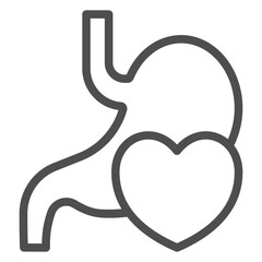 Stomach and heart shape line icon, human organs concept. Vector graphics. Food serving organ sign on white background, outline style icon for mobile or web design.