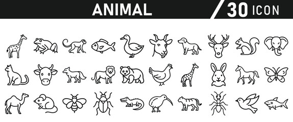Animal Icons Set. Icon In line style. Vector illustration collection
