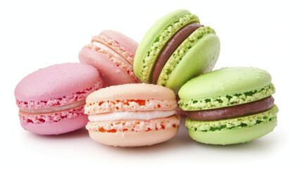 Obraz premium Delicious colorful macarons stacked together, showcasing vibrant flavors and textures
