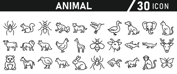 Animal Icons Set. Icon In line style. Vector illustration collection