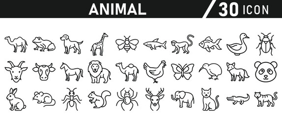 Animal Icons Set. Icon In line style. Vector illustration collection