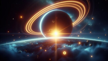 Fototapeta premium Exploring cosmic wonders saturn's rings outer space digital art ethereal atmosphere wide angle view