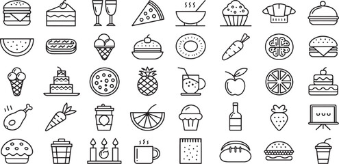 Set of Food & Drink icon line art black icon