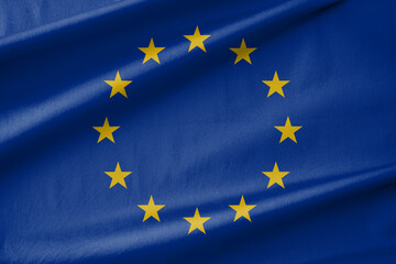 European Union National Flag Waving in the Wind