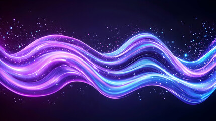 Fototapeta premium Abstract glowing wavy lines with vibrant colors and glittering particles