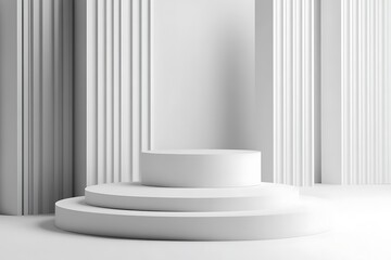 Minimalistic White Modern Podium Stage Platform for Product Display and Presentations